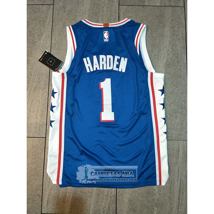 Camiseta Philadelphia 76ers James Harden NO 1 Icon 2021-2022 Autentico Azul